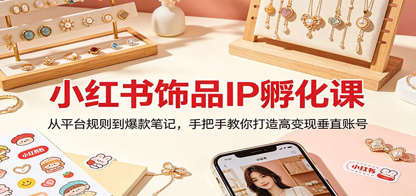 小红书饰品IP孵化课：从平台规则到爆款笔记，手把手教你打造高变现垂直账号-克用笔记