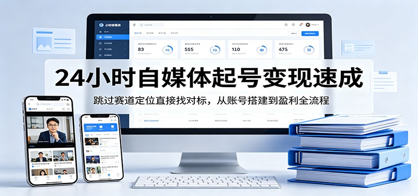 24小时自媒体起号变现速成，跳过赛道定位直接找对标，从账号搭建到盈利全流程-克用笔记