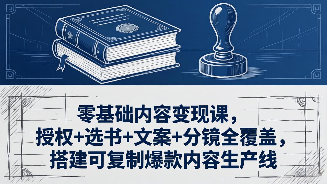 零基础内容变现课，授权+选书+文案+分镜全覆盖，搭建可复制爆款内容生产线-克用笔记