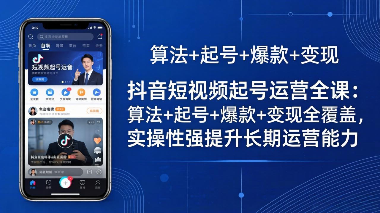 抖音短视频起号运营全课：算法+起号+爆款+变现全覆盖，实操性强提升长期运营能力-克用笔记