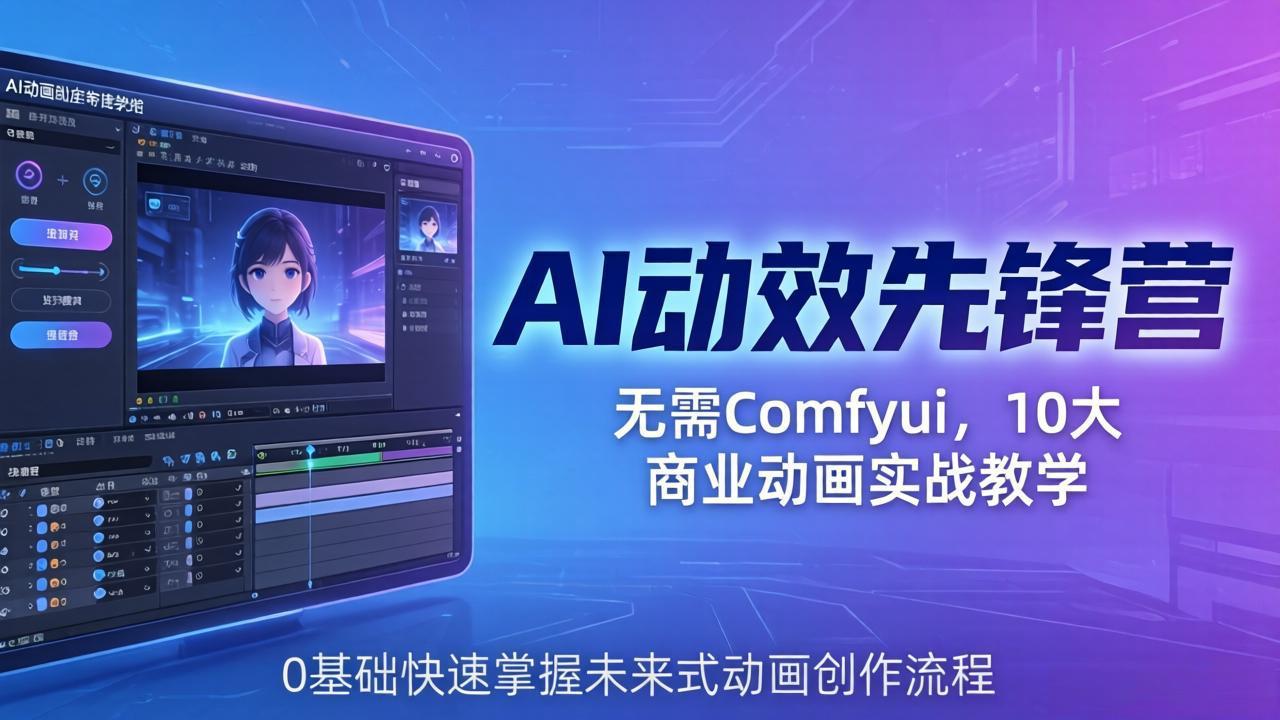 AI 动效先锋营：无需Comfyui，10大商业动画实战教学，0基础快速掌握未来式动画创作流程-克用笔记