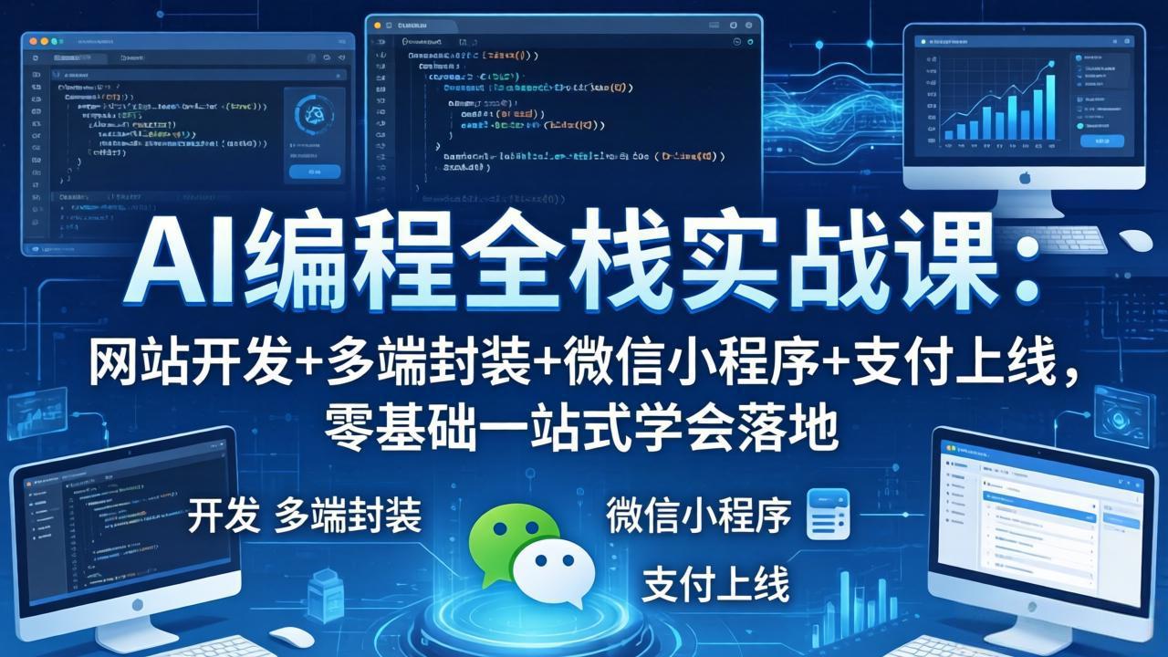 AI编程全栈实战课：网站开发+多端封装+微信小程序+支付上线，零基础一站式学会落地-克用笔记