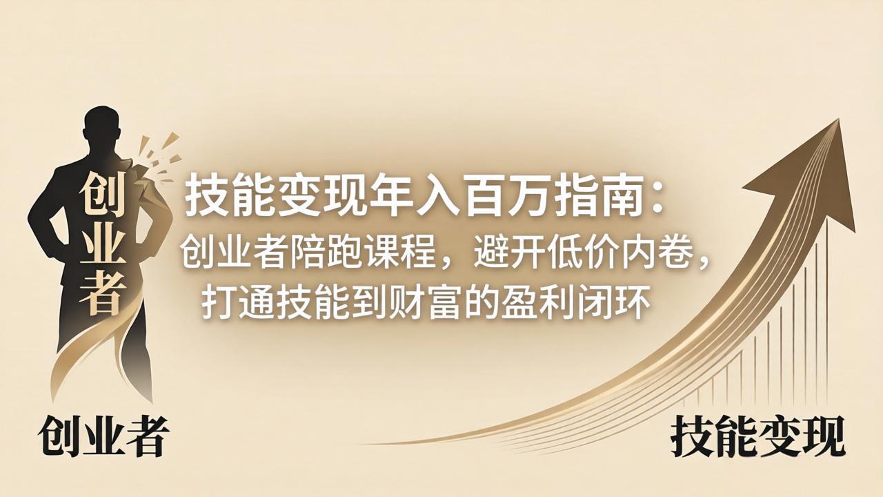 技能变现年入百万指南：创业者陪跑课程，避开低价内卷，打通技能到财富的盈利闭环-克用笔记
