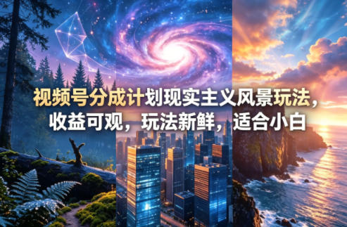 视频号分成计划现实主义风景玩法，收益可观，玩法新鲜，适合小白-克用笔记