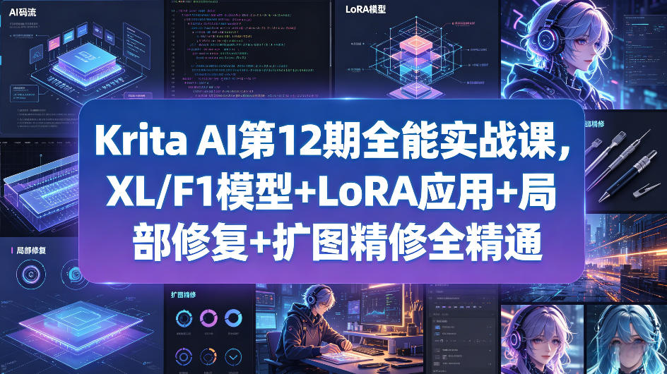Krita AI第12期全能实战课，XL/F1模型+LoRA应用+局部修复+扩图精修全精通-克用笔记
