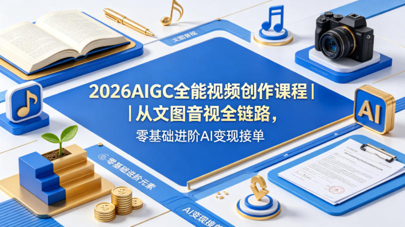 2026AIGC全能视频创作课程｜从文图音视全链路，零基础进阶AI变现接单-克用笔记