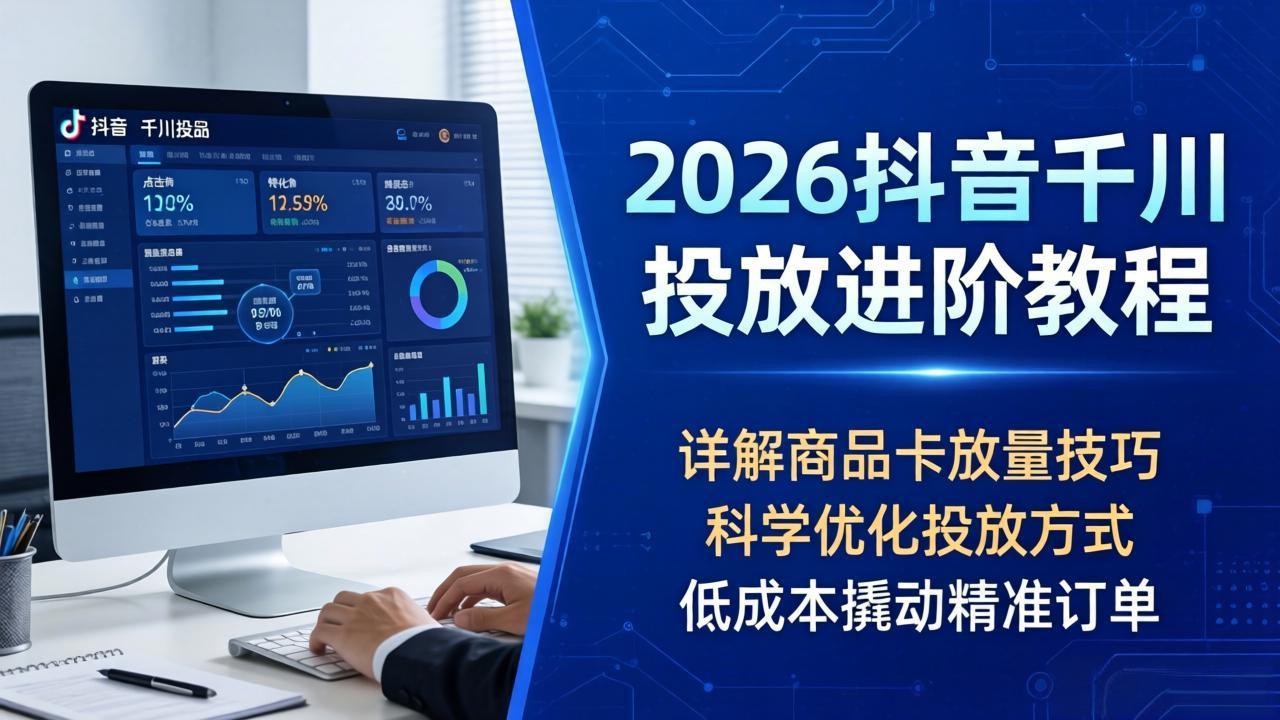 2026抖音千川投放进阶教程，详解商品卡放量技巧，科学优化投放方式，低成本撬动精准订单-克用笔记