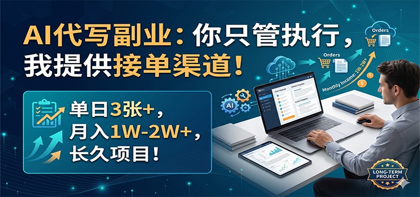 AI代写副业：你只管执行，我提供接单渠道！单日3张+，月入1W-2W+，长久项目-克用笔记