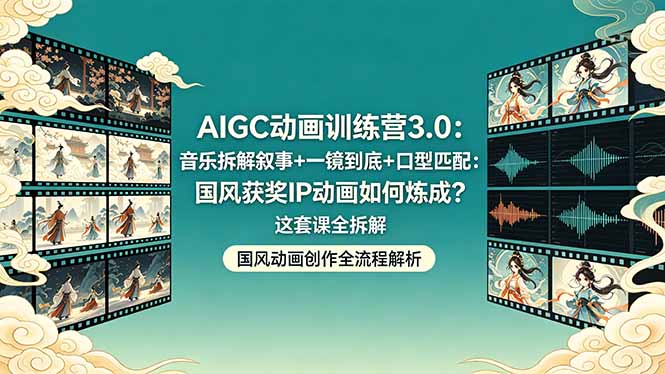 AIGC动画训练营3.0：音乐拆解叙事+一镜到底+口型匹配：国风获奖IP动画如何炼成？这套课全拆解-克用笔记