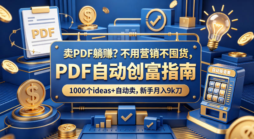 卖PDF躺賺？不用营销不囤货，PDF自动创富指南，1000个ideas+自动卖，新手月入9k刀【原创双语字幕】-克用笔记