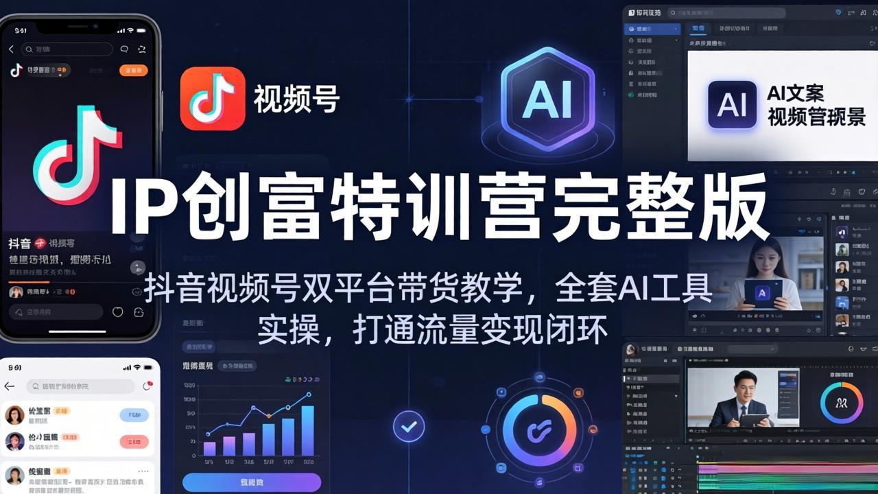 IP创富特训营完整版：抖音视频号双平台带货教学，全套AI工具实操，打通流量变现闭环-克用笔记
