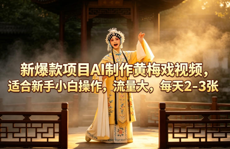 新爆款项目AI制作黄梅戏视频，适合新手小白操作，流量大，每天2-3张-克用笔记