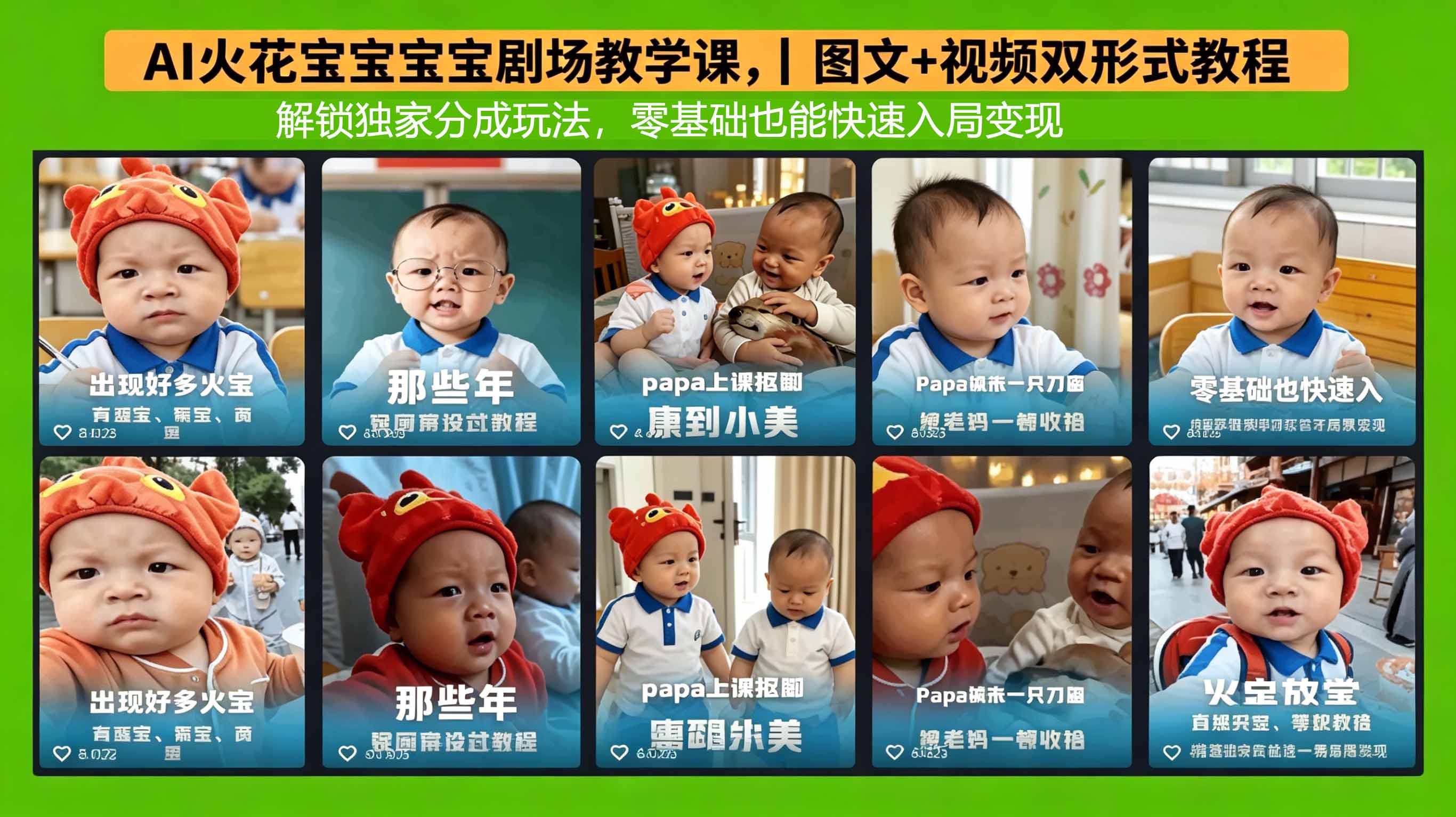 AI火花宝宝宝宝剧场教学课，图文+视频双形式教程，解锁独家分成玩法，零基础也能快速入局变现-克用笔记