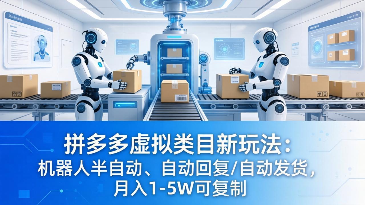 拼多多虚拟类目新玩法：机器人半自动、自动回复 /自动发货，月入 1-5W 可复制-克用笔记