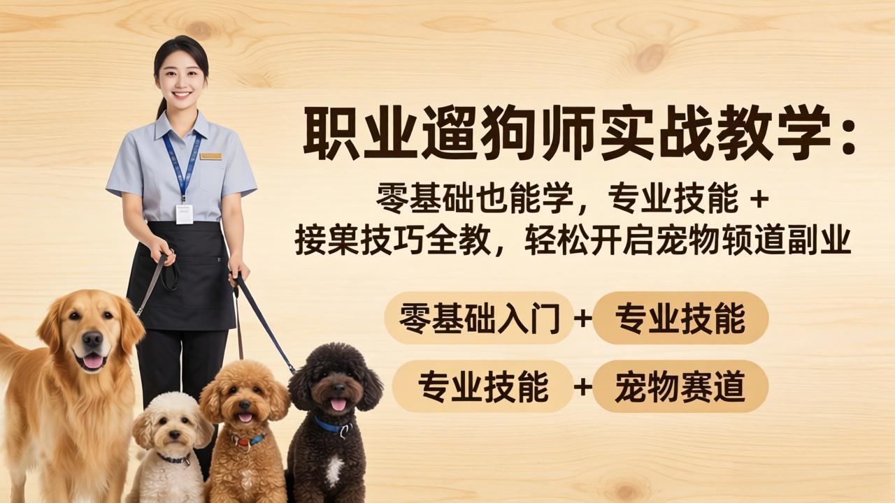 职业遛狗师实战教学：零基础也能学，专业技能 + 接单技巧全教，轻松开启宠物赛道副业-克用笔记