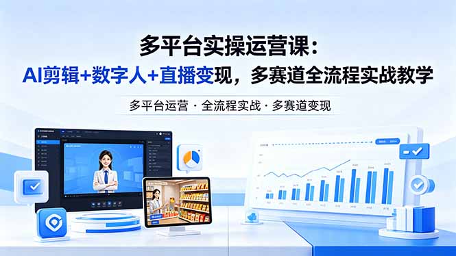 某团队多平台实操运营课-更新26年4月20：AI剪辑+数字人+直播变现，多赛道全流程实战教学-克用笔记