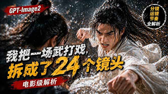 用GPT-Image2，把一段武打对决拆成24个连续镜头，从人物建立、动作衔接、运镜节奏，到情绪爆发-克用笔记