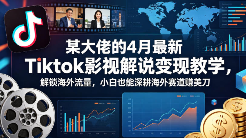 某大佬的4月最新Tiktok影视解说变现教学，解锁海外流量，小白也能深耕海外赛道賺美刀-克用笔记
