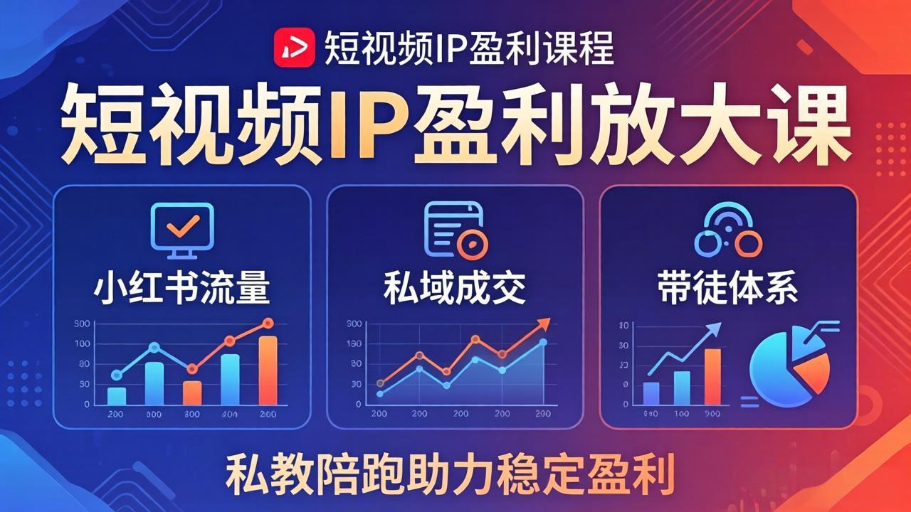 短视频IP盈利放大课：小红书流量+私域成交+带徒体系，私教陪跑助力稳定盈利-克用笔记