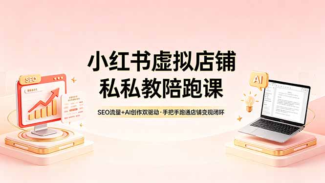 小红书虚拟店铺私教陪跑课，SEO流量+AI创作双驱动，手把手跑通店铺变现闭环-克用笔记