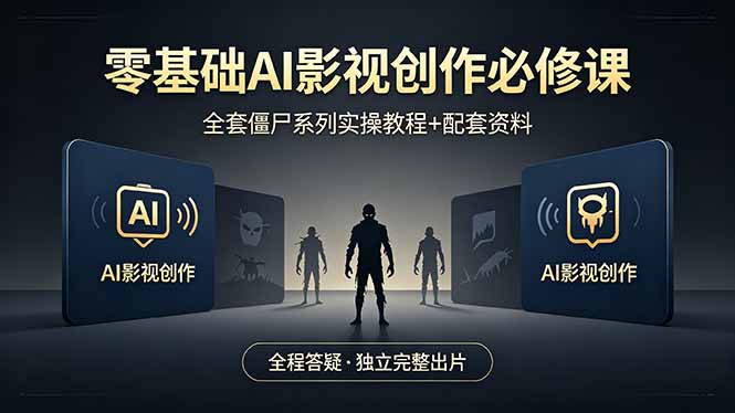 零基础AI影视创作必修课，全套僵尸系列实操教程加配套资料，全程答疑带你独立完整出片-克用笔记