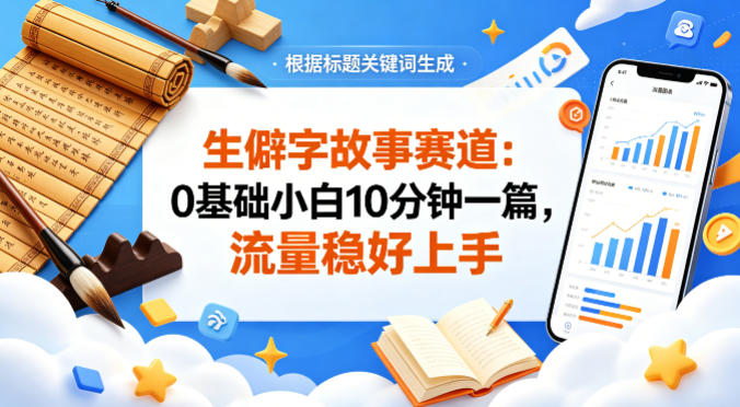 公众号流量主——生僻字故事赛道，流量稳，好上手，0基础小白也能10分钟一篇-克用笔记