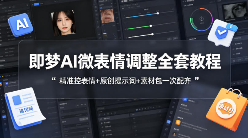 即梦AI微表情调整全套教程，精准控表情+原创提示词+素材包一次配齐-克用笔记