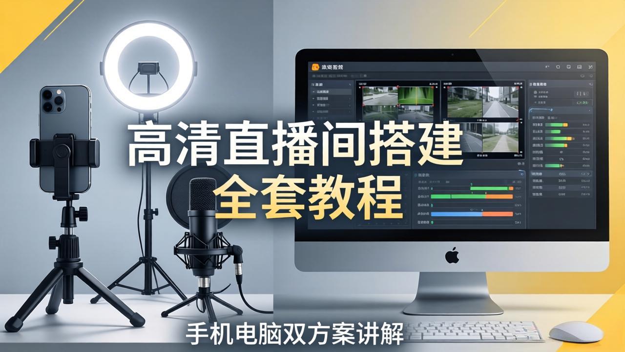 高清直播间搭建全套教程，手机电脑双方案讲解，设备选型调试多机位实操教学-克用笔记