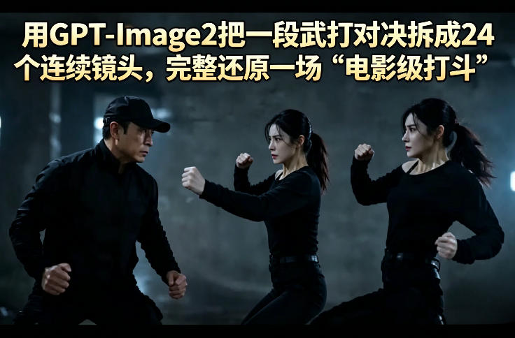 用GPT-Image2把一段武打对决拆成24个连续镜头，完整还原一场“电影级打斗”-克用笔记