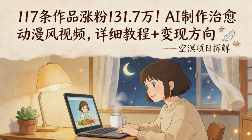 117条作品涨粉131.7W！AI制作治愈动漫风视频，详细教程+变现方向-克用笔记