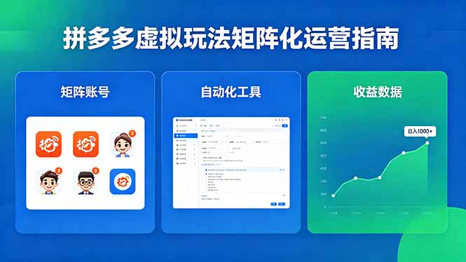 闭眼可复制的拼多多虚拟玩法，矩阵化运营，长期稳定日入 1000+-克用笔记