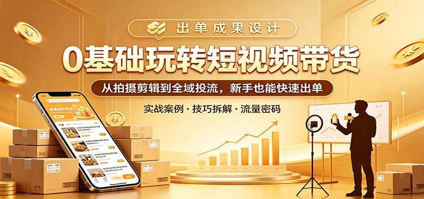 0基础玩转短视频带货：从拍摄剪辑到全域投流，新手也能快速出单-克用笔记