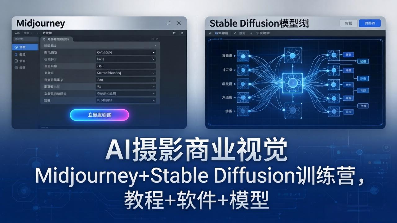 AI摄影商业视觉Midjourney+Stable Diffusion训练营，教程+软件+模型-克用笔记