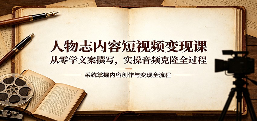 人物志内容短视频变现课：从零学文案撰写，实操音频克隆全过程-克用笔记