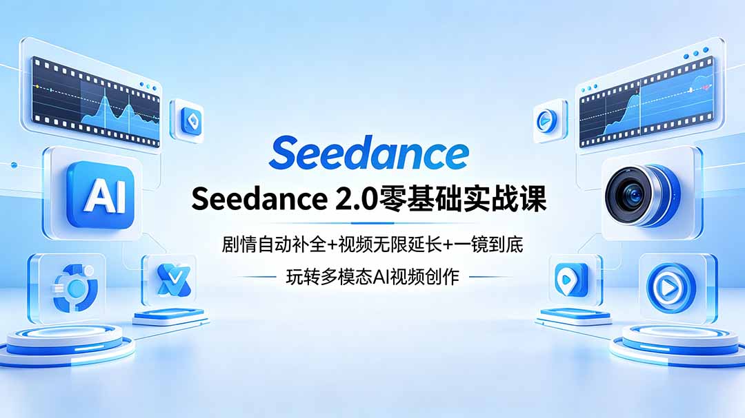 Seedance 2.0零基础实战课：剧情自动补全+视频无限延长+一镜到底：玩转多模态AI视频创作-克用笔记