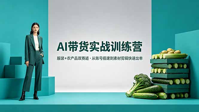 AI带货实战训练营，服装+农产品双赛道，从账号搭建到素材剪辑快速出单-克用笔记
