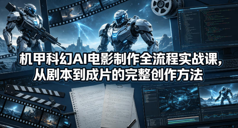 机甲科幻AI电影制作全流程实战课，从剧本到成片的完整创作方法-克用笔记