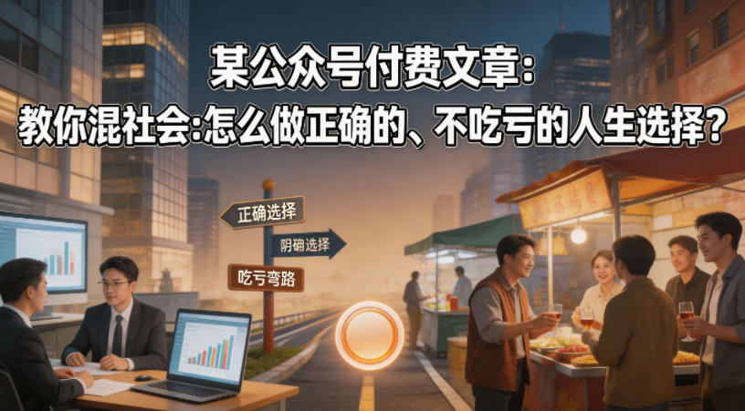 某公众号付费文章：教你混社会：怎么做正确的、不吃亏的人生选择？-克用笔记