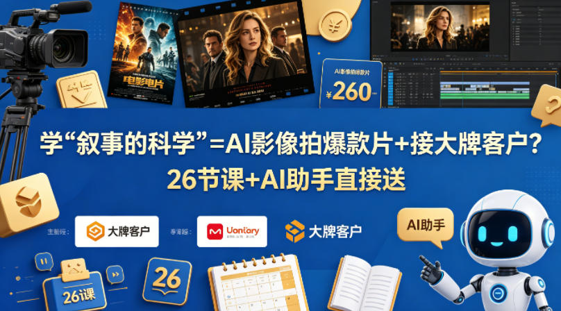 学《叙事的科学》=AI影像拍爆款片+接大牌客户？26节课+AI助手直接送【原创双语字幕】-克用笔记