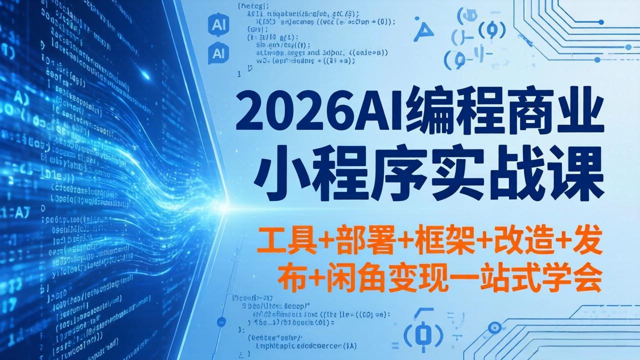 2026AI编程商业小程序实战课，工具+部署+框架+改造+发布+闲鱼变现一站式学会-克用笔记