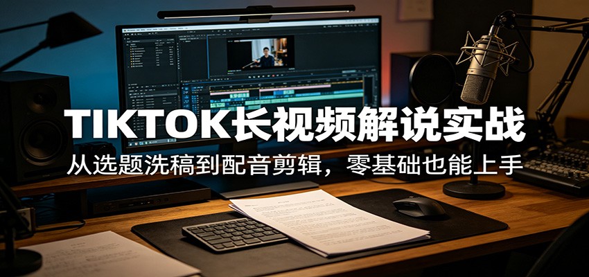 TIKTOK长视频解说实战：从选题洗稿到配音剪辑，零基础也能上手-克用笔记
