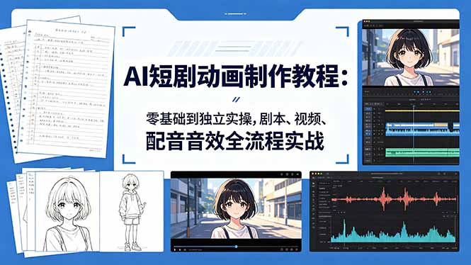 AI短剧动画制作教程：零基础到独立实操，剧本、视频、配音音效全流程实战-克用笔记