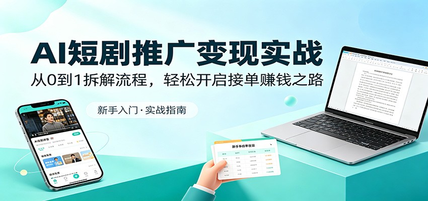 AI短剧推广变现实战：从0到1拆解流程，轻松开启接单赚钱之路-克用笔记