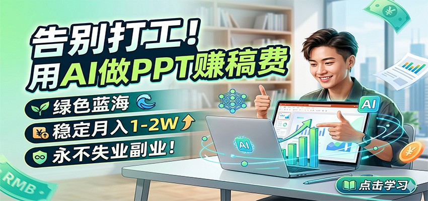 告别打工！用AI做PPT赚稿费，绿色蓝海，稳定月入1-2W，永不失业副业！-克用笔记