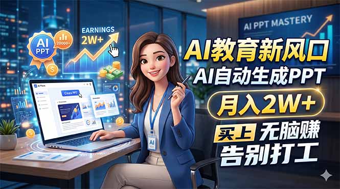 AI教育新风口，AI自动生成PPT，月入2W+，无脑赚，告别打工-克用笔记