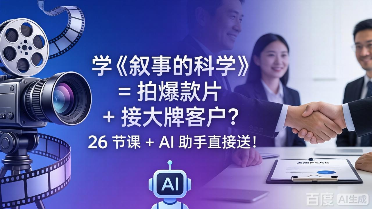 学《叙事的科学》= 拍爆款片 + 接大牌客户？26 节课 + AI 助手直接送！-克用笔记