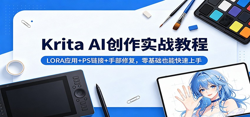 Krita AI创作实战教程：LORA应用+PS链接+手部修复，零基础也能快速上手-克用笔记