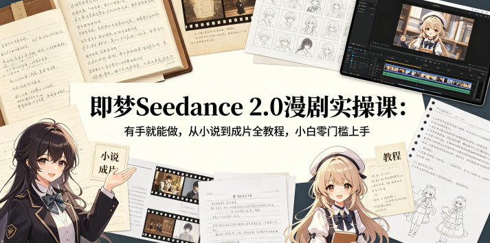即梦Seedance 2.0漫剧实操课：有手就能做，从小说到成片全教程，小白零门槛上手-克用笔记