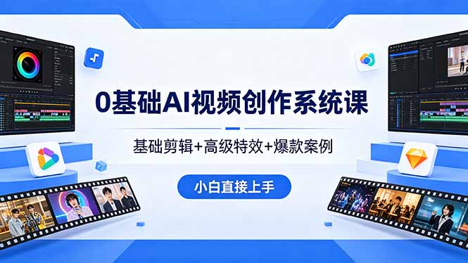 0基础AI视频创作系统课，基础剪辑+高级特效+爆款案例，小白直接上手-克用笔记