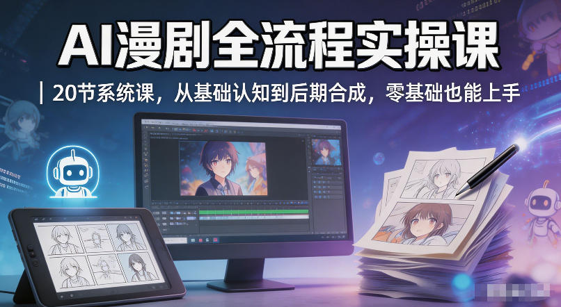 AI漫剧全流程实操课｜20节系统课，从基础认知到后期合成，零基础也能上手-克用笔记